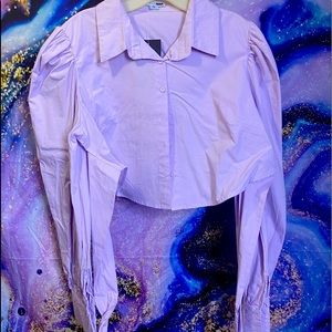 Lavender Cropped Long Sleeve Blouse